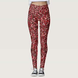 Leggings Diseño geométrico de secuencia plana roja
