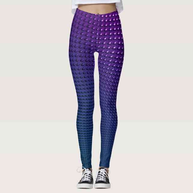Leggings Diseño geométrico degradado púrpura y azul marino (Anverso)