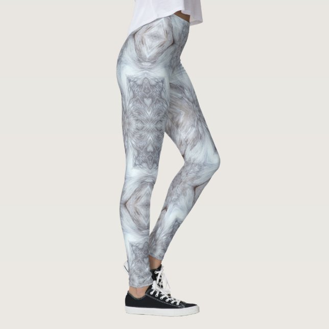 Leggings Diseño geométrico del lobo peludo gris (Derecha)