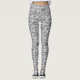 Leggings Diseño geométrico en blanco negro y lentes de arte