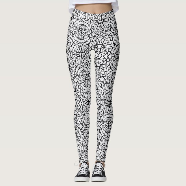 Leggings Diseño geométrico en blanco negro y lentes de arte (Anverso)