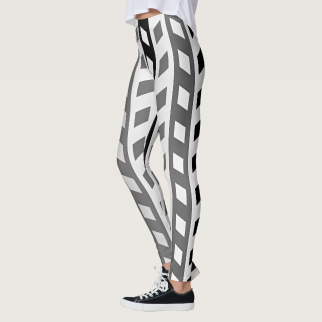 Leggings Diseño geométrico, gris, negro, blanco, (Izquierda)