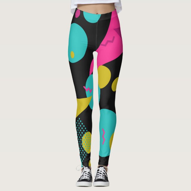 Leggings Diseño geométrico Memphis de la década de los 80 (Anverso)