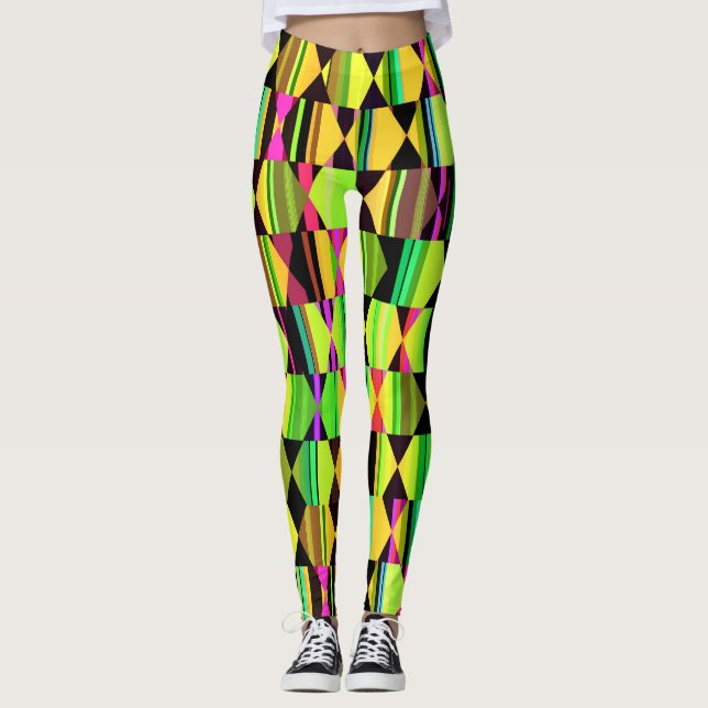 Leggings Diseño geométrico moderno en amarillo (Anverso)