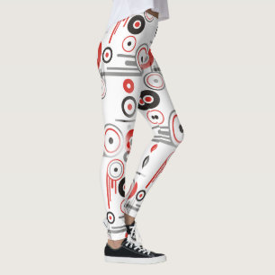 Leggings Diseño geométrico moderno - gris rojo negro