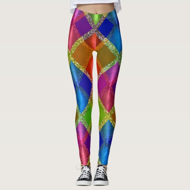 Leggings Diseño geométrico muy colorido con Purpurina (Anverso)