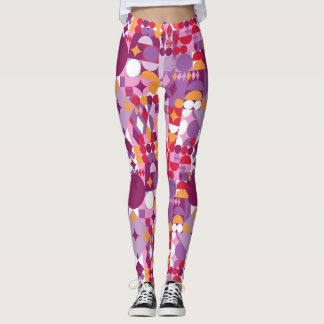 Leggings diseño geométrico púrpura vanguardista