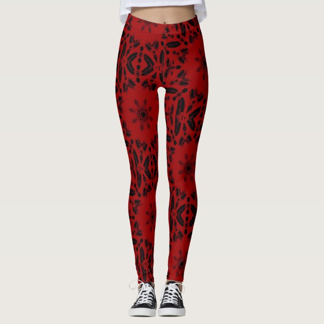 Leggings Diseño geométrico rojo de la sangre diseño geométr (Anverso)