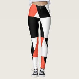 Leggings Diseño geométrico rojo-negro, moderno, moderno y m