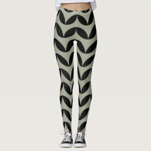 Leggings Diseño geométrico semicírculo negro y verde claro