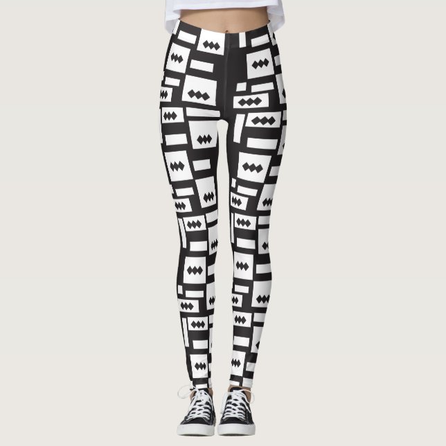 Leggings Diseño geométrico simétrico y blanco con un círcul (Anverso)
