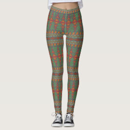 Leggings Diseño geométrico verde del suroeste de Sagebrush