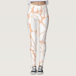 Leggings Diseño gráfico de flor blanca Peach Fuzz Retro 70
