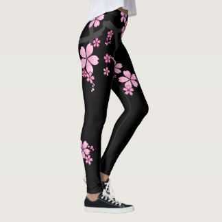 Leggings Diseño japonés Black Pink Sakura :