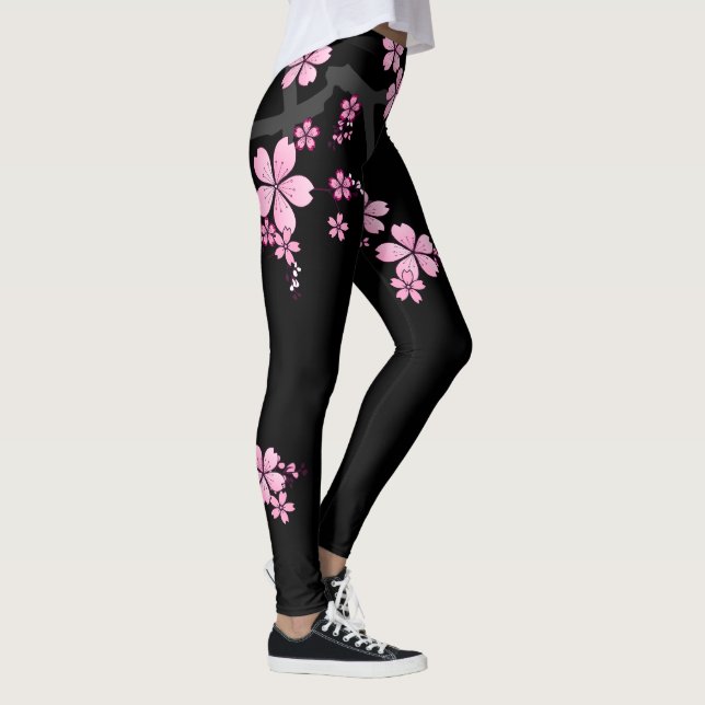Leggings Diseño japonés Black Pink Sakura : (Derecha)