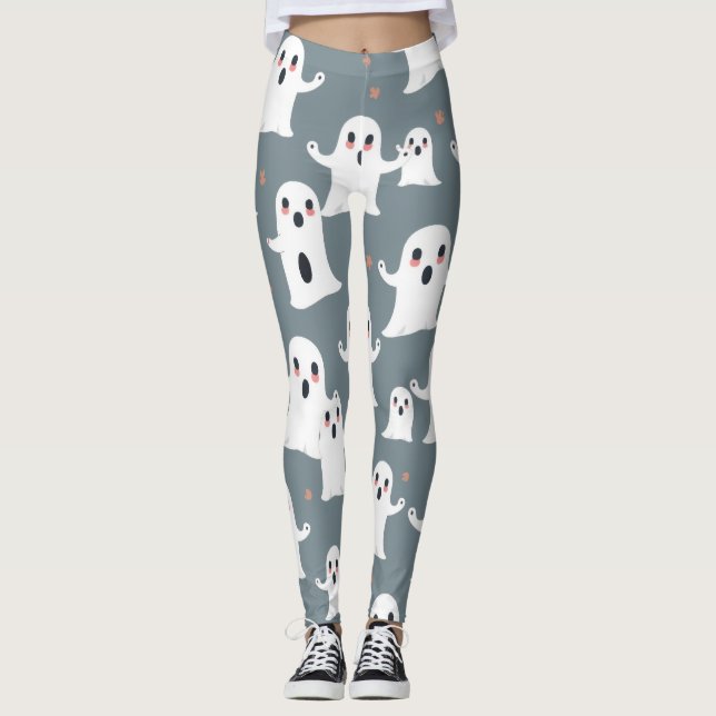 Leggings Diseño kawaii de Halloween con estampado fantasma (Anverso)