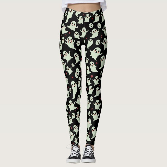 Leggings Diseño kawaii de Halloween con estampado fantasma (Anverso)
