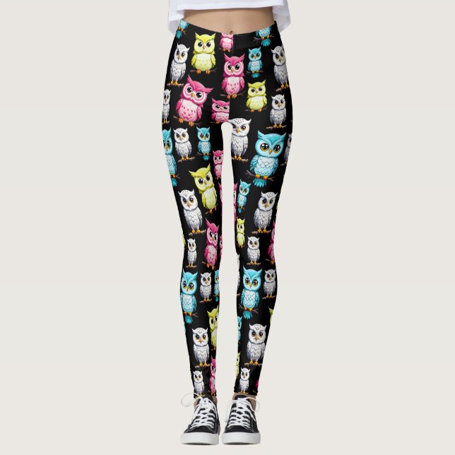 Leggings Diseño lindo de aves de búho  (Anverso)
