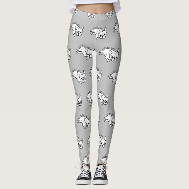 Leggings Diseño lindo pero perezoso del bulldog francés (Anverso)