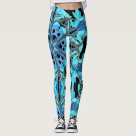 Leggings Diseño Mandala, hiedra azul en negro