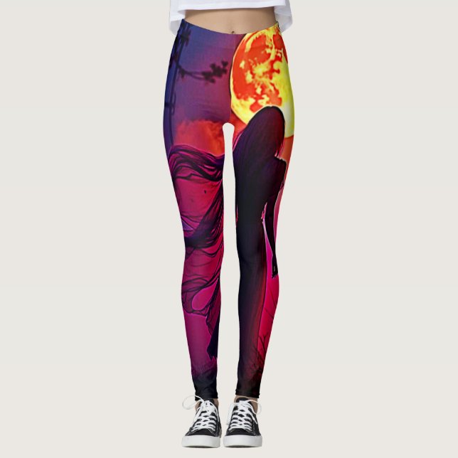 Leggings Diseño misterioso de la sombra de la luna roja (Anverso)