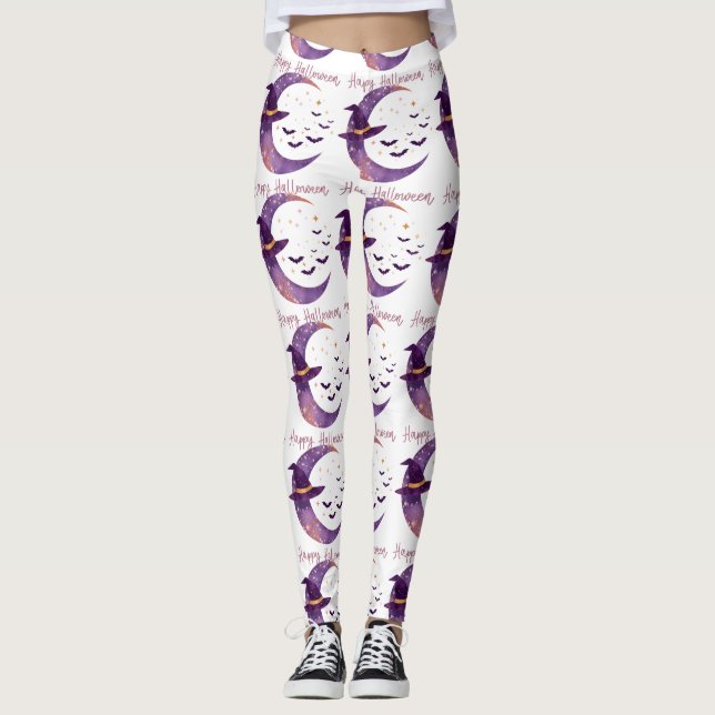 Leggings Diseño místico de Halloween en la Luna de Brujas (Anverso)