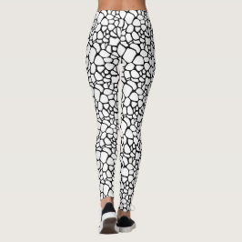 Leggings Diseño Moderno de Guijarro Crujiente en Blanco y N