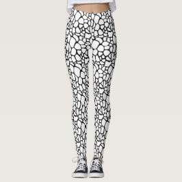 Leggings Diseño Moderno de Guijarro Crujiente en Blanco y N