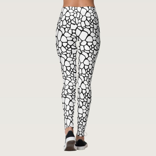 Leggings Diseño moderno de guijarros negros y blancos (Reverso)