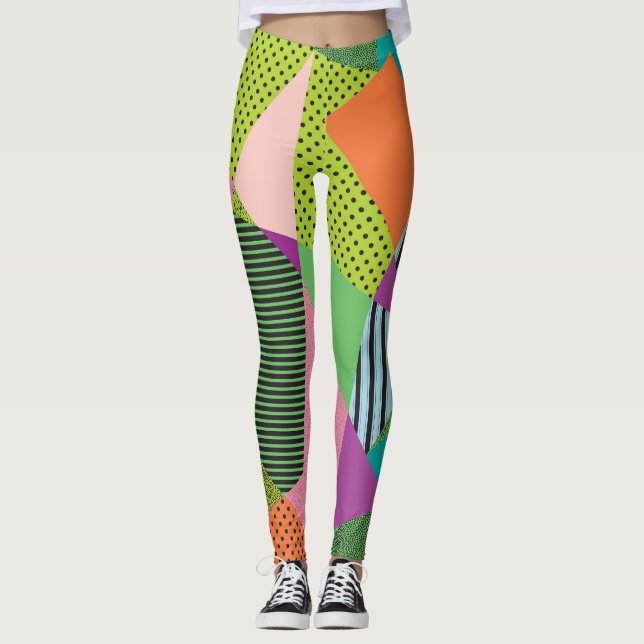 Leggings Diseño moderno de marco Memphis creativo (Anverso)