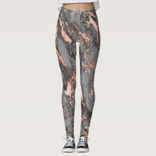 Leggings Diseño moderno de mármol rosa dorado gris