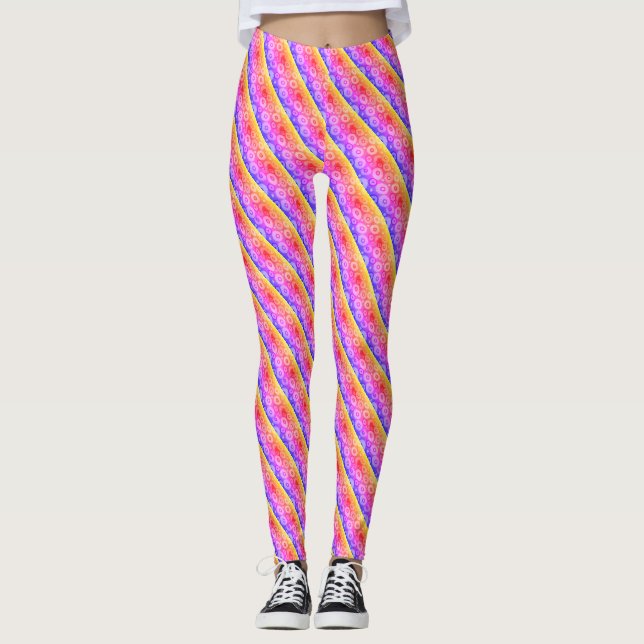 Leggings Diseño moderno de patrones de arco iris femenino (Anverso)