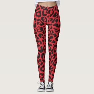 Leggings Diseño negro rojo de la impresión del modelo del