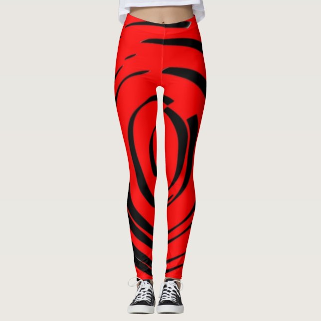 Leggings Diseño negro sobre fondo rojo (Anverso)