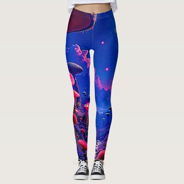 Leggings Diseño nocturno de hongos encantados (Anverso)