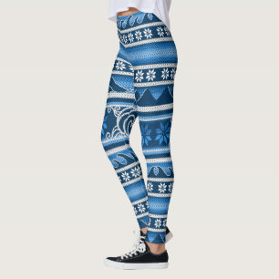 Leggings Diseño nórdico azul invernal
