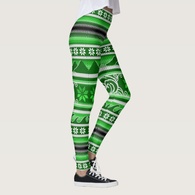 Leggings Diseño nórdico verde de invierno (Derecha)
