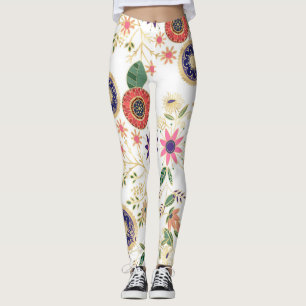 Leggings Diseño original de oro de la flor folclórica mod