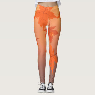Leggings Diseño otoñal con hojas de arce y efecto bokeh