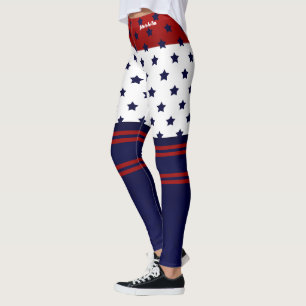 Leggings Diseño patriótico rojo blanco y azul