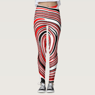 Leggings Diseño psicodélico rojo blanco y negro