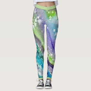 Leggings Diseño Resumen de Hielo Azul Lime