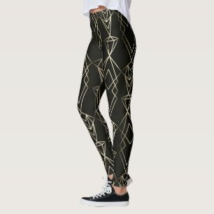 Leggings Diseño retro clásico en negro y oro