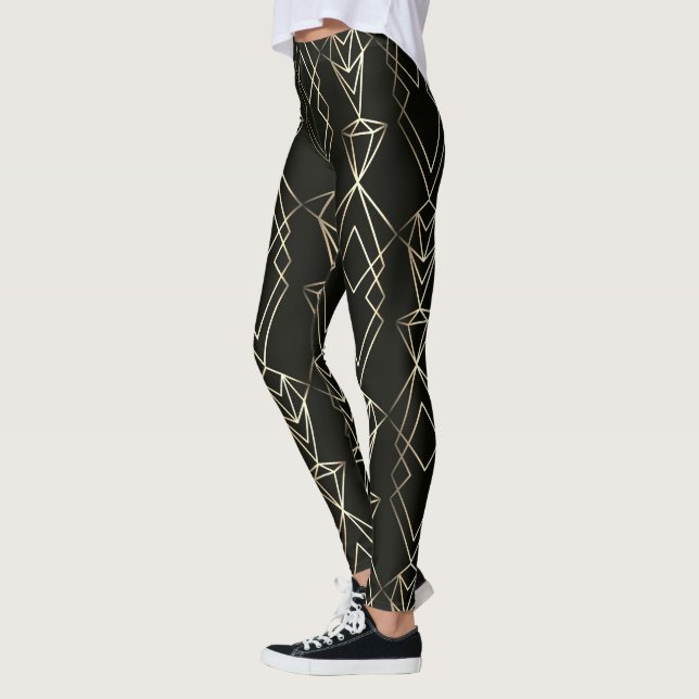 Leggings Diseño retro clásico en negro y oro (Izquierda)