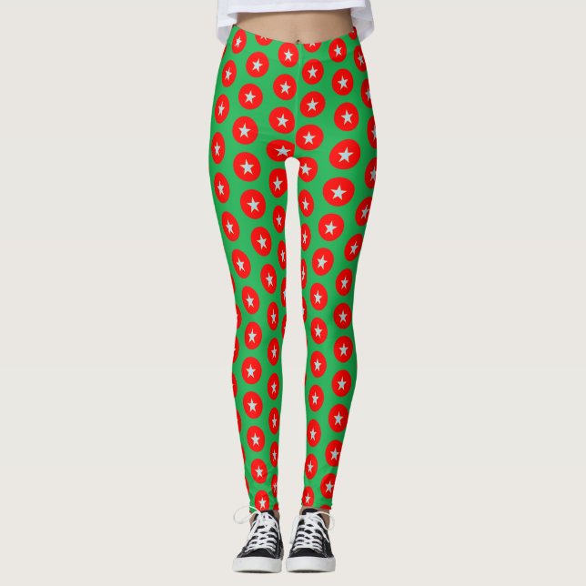 Leggings diseño rojo y verde de Navidad (Anverso)