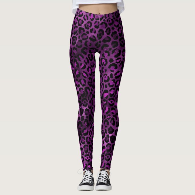 Leggings Diseño serie Leopardo morado y dorado 3 (Anverso)