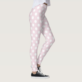 Leggings diseño sexy de punto de polka blanco rosa fresco