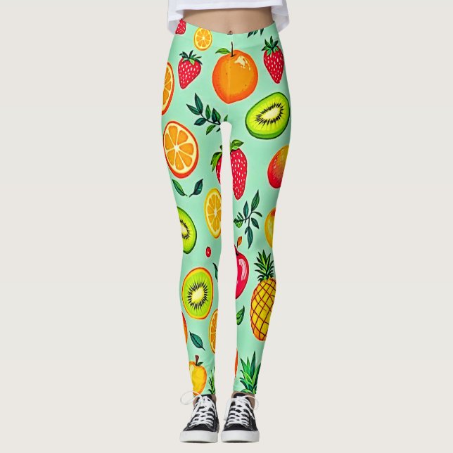 Leggings Diseño sin inconvenientes para la fruta de verano (Anverso)