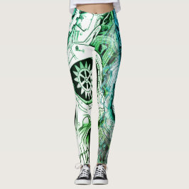 Leggings Diseño steampunk verde y blanco en ajustados perso