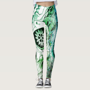 Leggings Diseño steampunk verde y blanco en ajustados perso